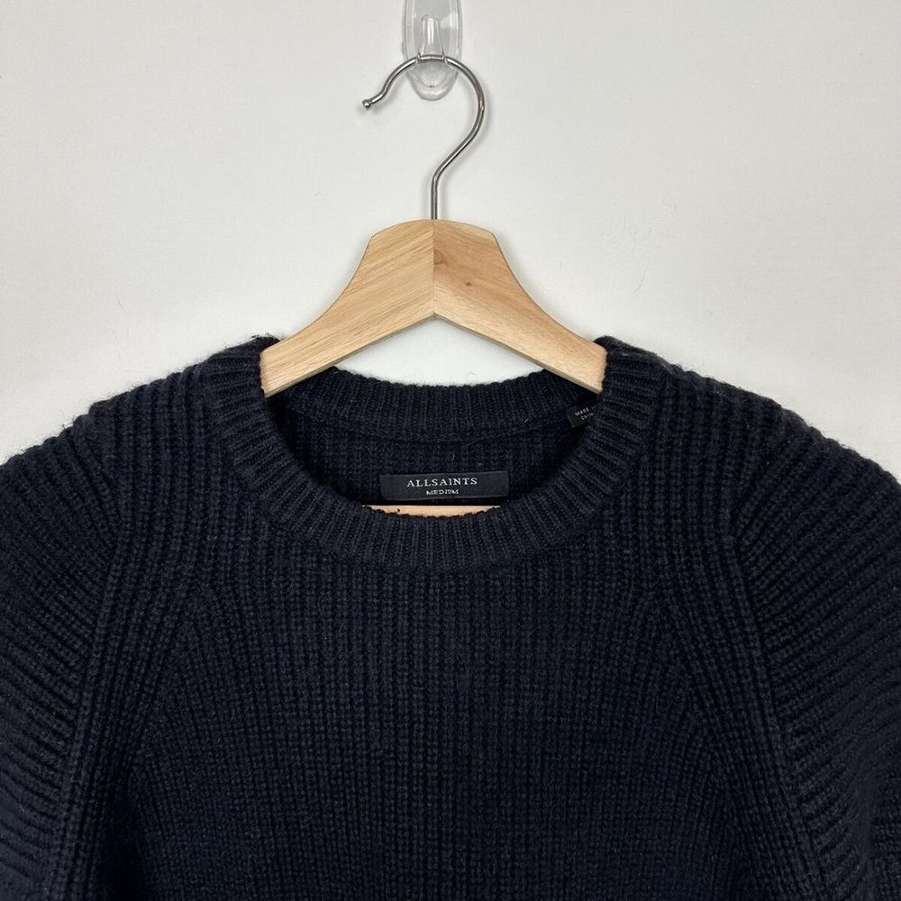 All Saints Selena Mixed Stitch Asymmetric Sweater Midnight Blue, NWT, Size S - Picture 5 of 12